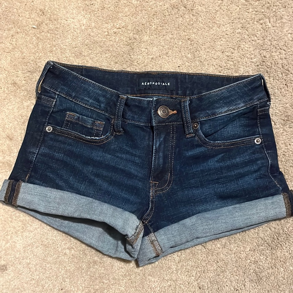 aeropostale dark blue low rise midi shorts